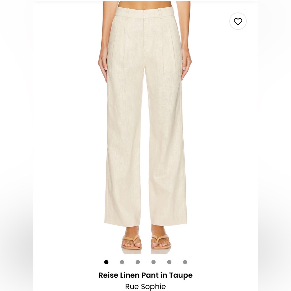 NWT Revolve Rue Sophie beige neutral 100% linen wide leg pants medium